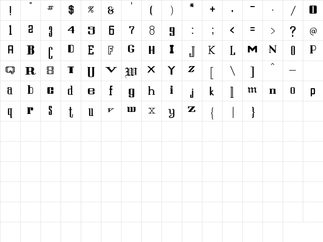 FRISCO Regula " font glyphpreview