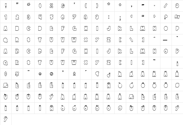 SF Tattle Tales Outline Regular font glyphpreview