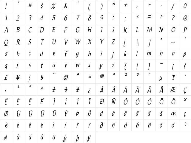 Caryn Regular font glyphpreview