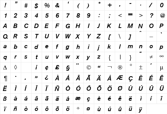 AkzentMedium RegularItalic font glyphpreview