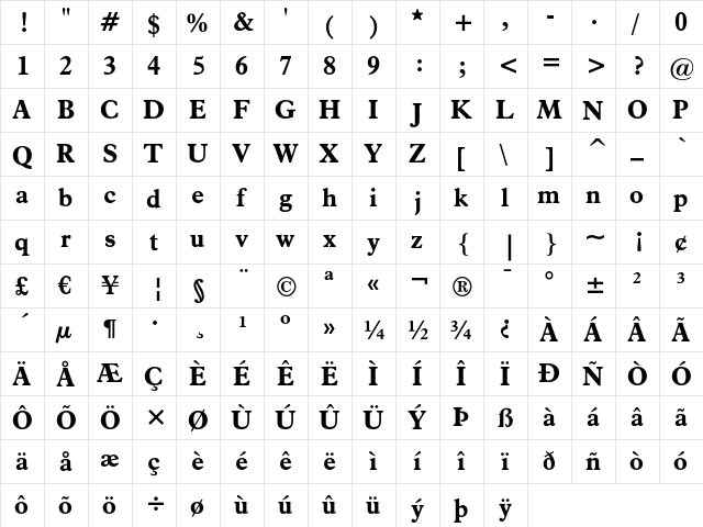 Aldine 721 Bold font glyphpreview