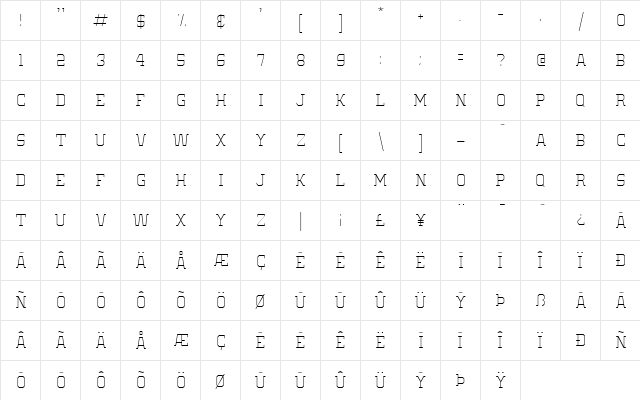 Old School United Hairline font glyphpreview