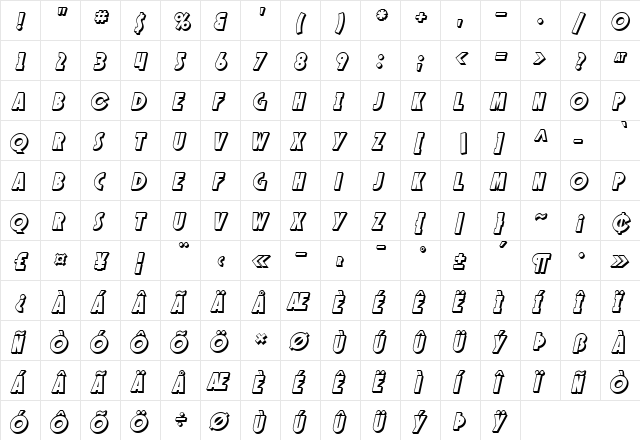 SF Speakeasy Shaded Oblique font glyphpreview