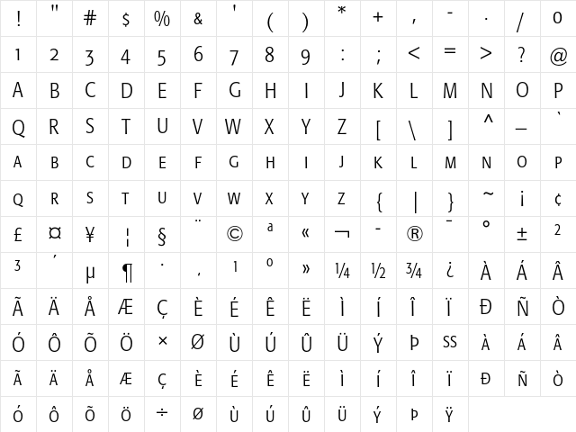 Formata Light Condensed SC font glyphpreview