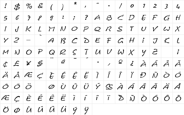 CalvinItal Regular font glyphpreview