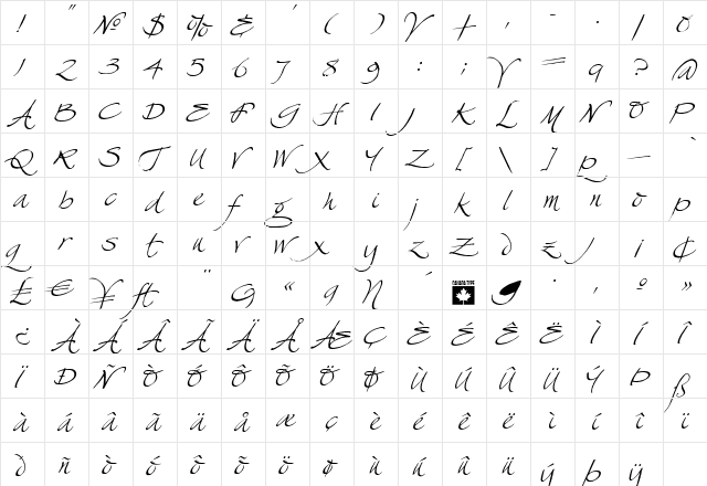 Swan Song Regular font glyphpreview