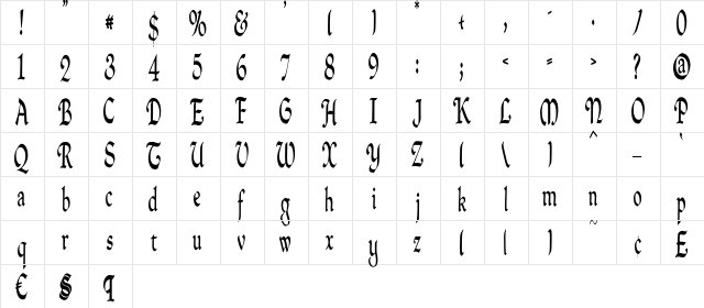 QuillPerpendicularCondensed normal font glyphpreview