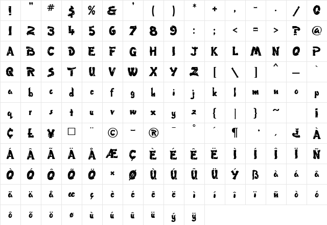 Tumbleweed MF Regular font glyphpreview
