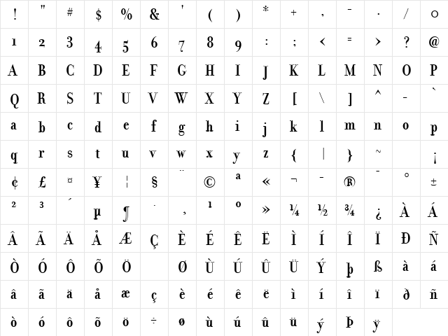 FilosofiaGrandBold Bold font glyphpreview