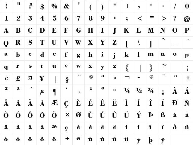Bodony Bold font glyphpreview