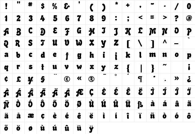 BubbleSoft Regular font glyphpreview