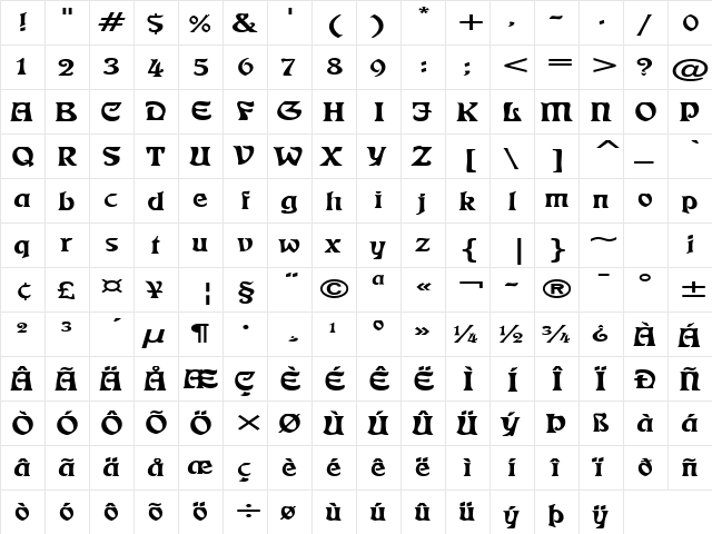 Freedom Extended Normal font glyphpreview