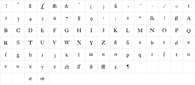 Caslon Book WF Regular font glyphpreview