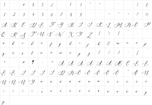 Melinda Regular font glyphpreview