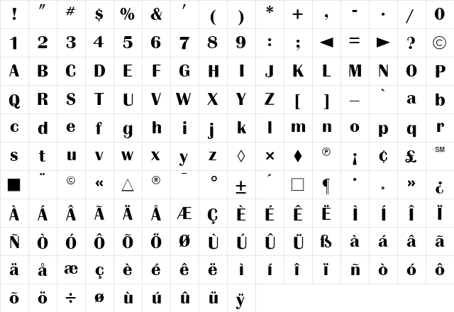 CgBritannia Bold font glyphpreview