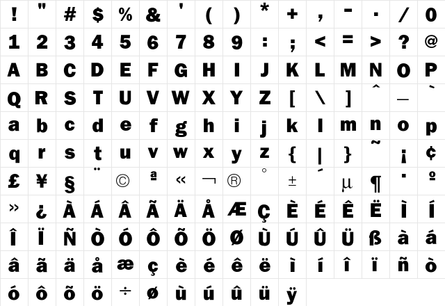Franklin Heavy font glyphpreview