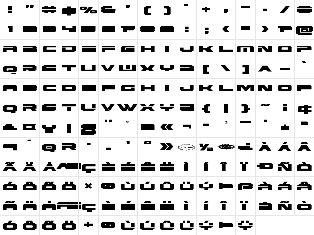 Eridanus Expanded Expanded font glyphpreview
