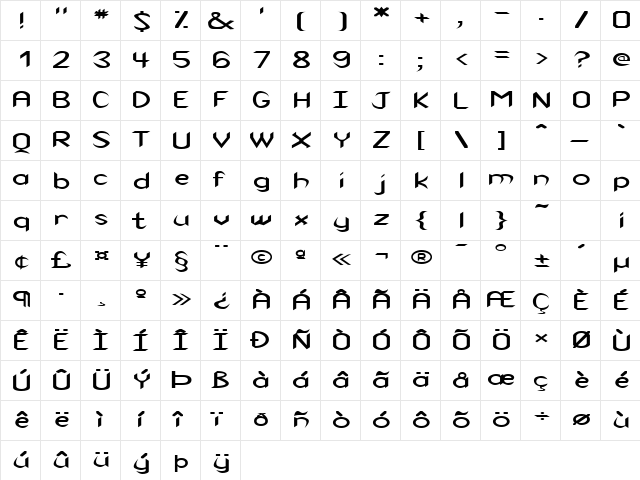 FZ BASIC 47 EX Normal font glyphpreview