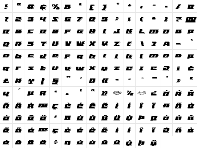Turbo Charge Punch Italic Italic font glyphpreview