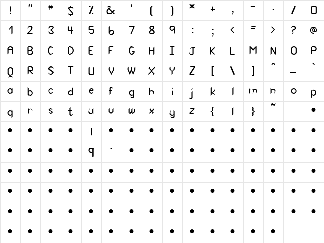 QTCanaithtype Regular font glyphpreview