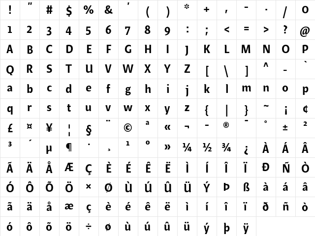 Beret LT Std Medium font glyphpreview