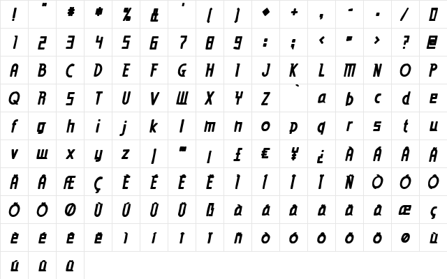 Eden Mills Ink Italic font glyphpreview