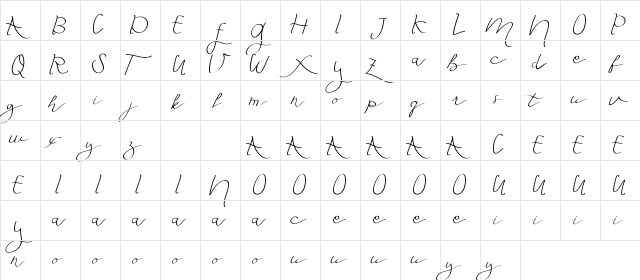 Fly Featherdemo Script Regular font glyphpreview