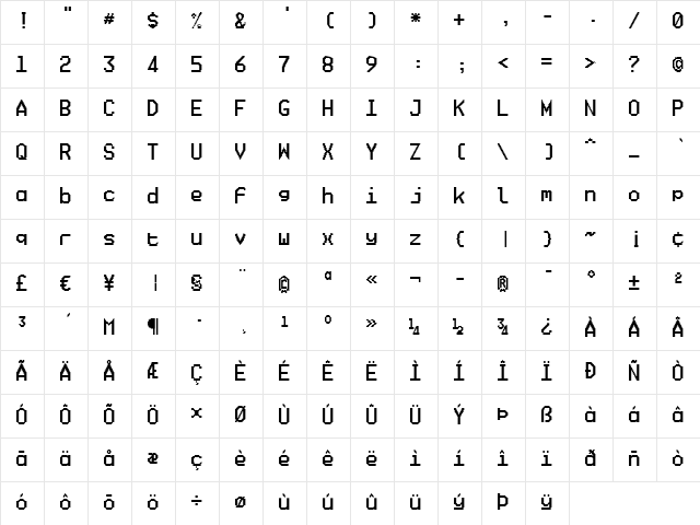 Ticketing Regular font glyphpreview