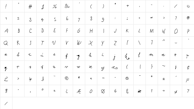 Screen Regular font glyphpreview