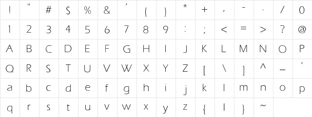 Eras Light Regular font glyphpreview