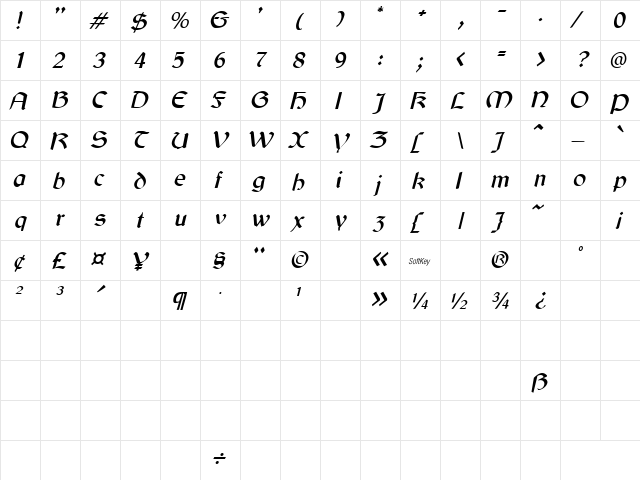 Nightfall 2 Oblique font glyphpreview