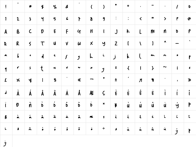 Random Handwritten Regular font glyphpreview