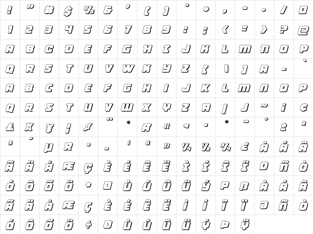 Victory Comics 3D Semi-Italic Semi-Italic font glyphpreview