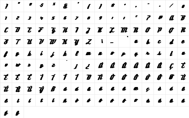 Deftone Stylus Ink Regular font glyphpreview