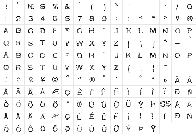 Shnixgun Regular font glyphpreview