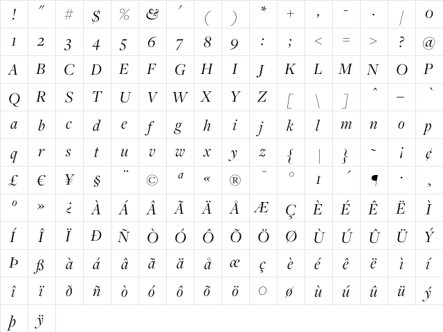 Freight Disp Book Italic font glyphpreview