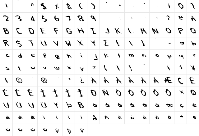 FZ WACKY 61 LEFTY Normal font glyphpreview