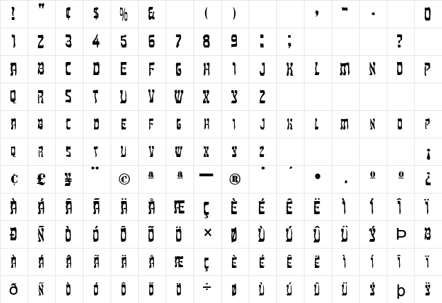 FZ UNIQUE 27 Normal font glyphpreview