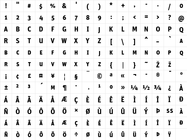 Unit-BoldSC Regular font glyphpreview