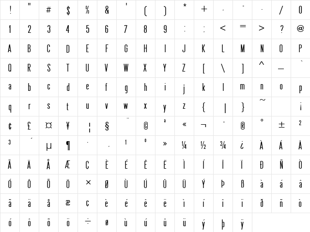 Snv Becker Ext Cond Regular font glyphpreview