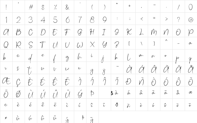 Sheryl (Demo) Regular font glyphpreview