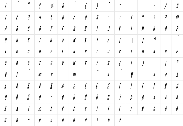 SF Movie Poster Bold Oblique font glyphpreview