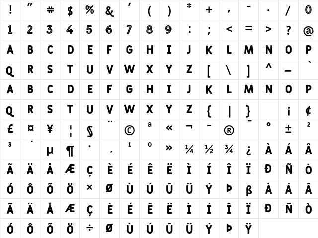 Fulbo Tano font glyphpreview