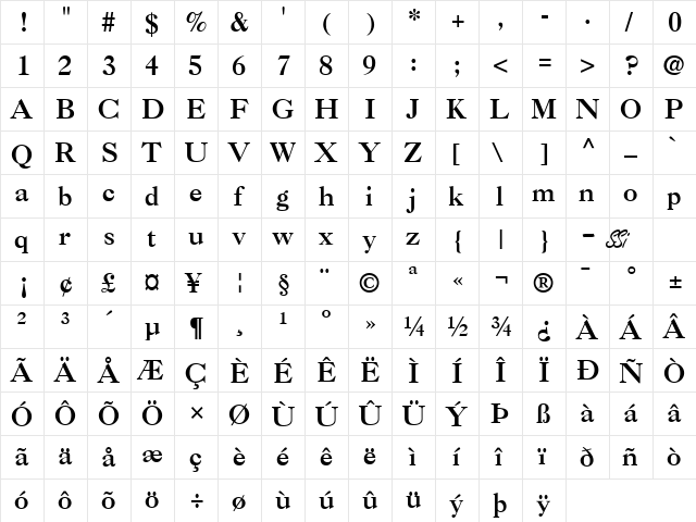 Caslon Three SSi Regular font glyphpreview