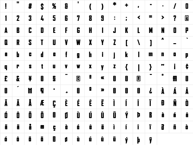 AgencyFB Regular font glyphpreview