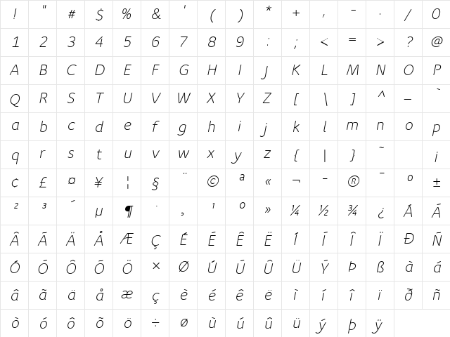 SpeakTF-RegularItalic Regular font glyphpreview