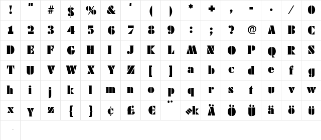 FutstencilSerif Regular font glyphpreview