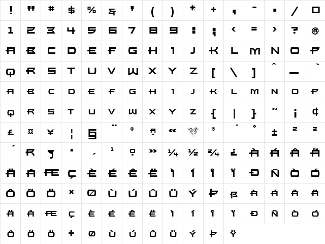 UltraBronzo Bold font glyphpreview