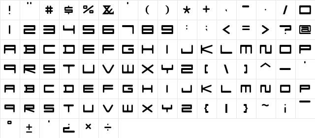F-Zero GX Venue Font SemLt Regular font glyphpreview