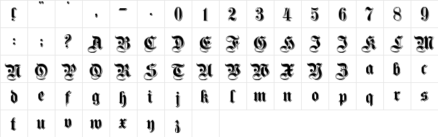 ShadowedGermanica Regular font glyphpreview